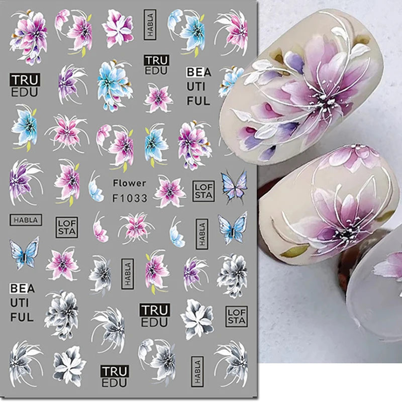 3D Floral & Butterfly Nail Art Stickers