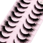 Cat Eye Wispy Mink Lashes – 10 Pairs, Natural Fluffy Long & Short False Eyelashes