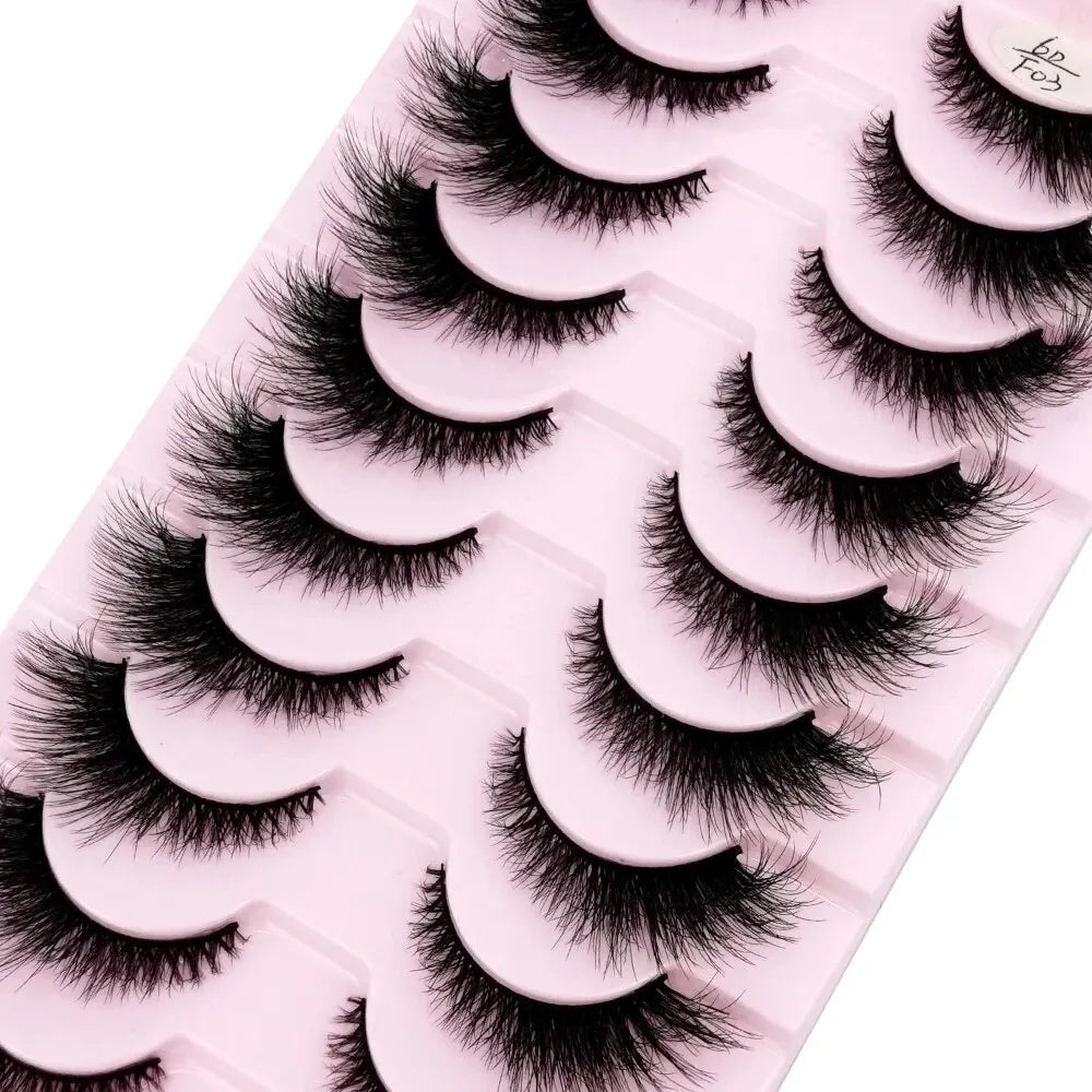 Cat Eye Wispy Mink Lashes – 10 Pairs, Natural Fluffy Long & Short False Eyelashes