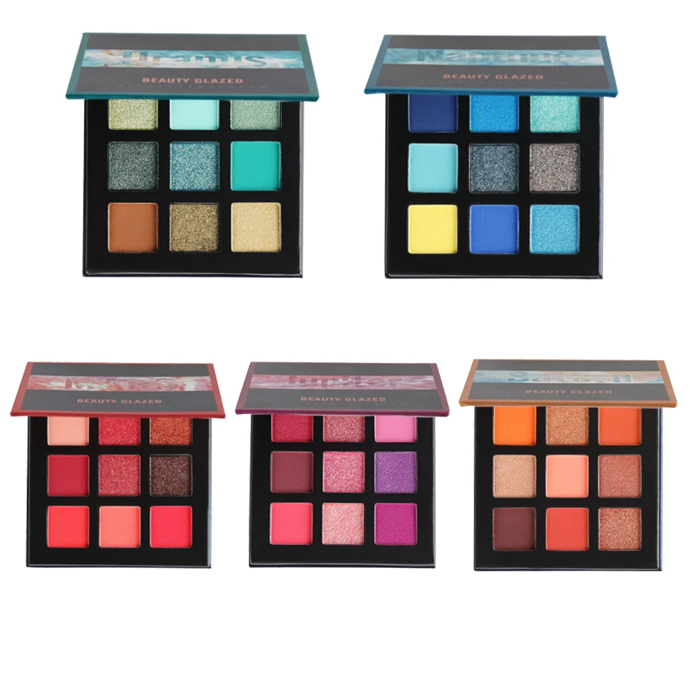 Beauty Glazed 9-Color Eyeshadow Palette – Matte & Shimmer, Long-Lasting Waterproof