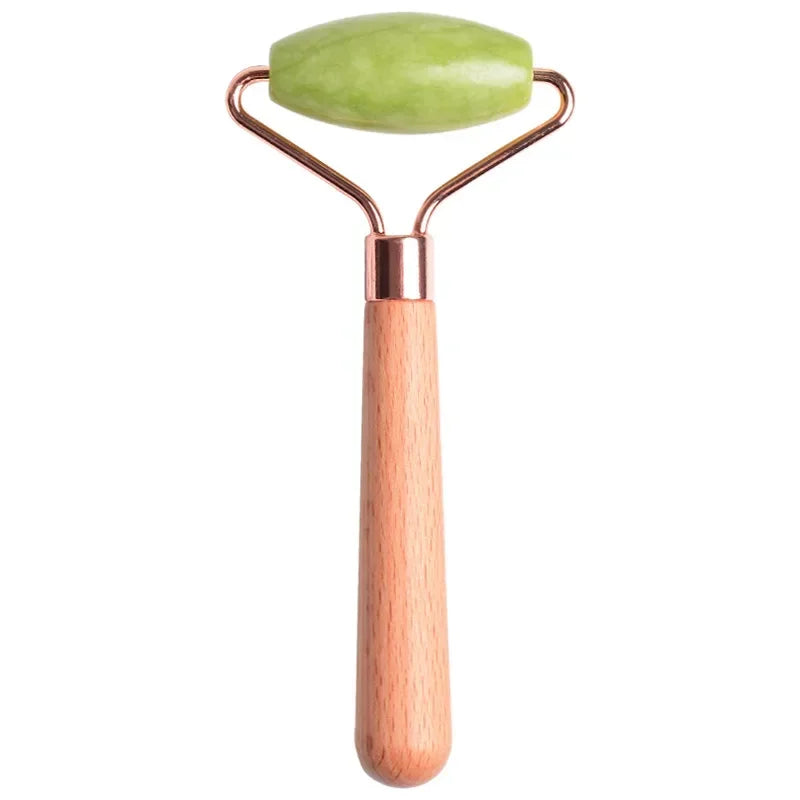 Xiuyan Jade Facial Massage Roller – Wooden Handle Barbed Stick