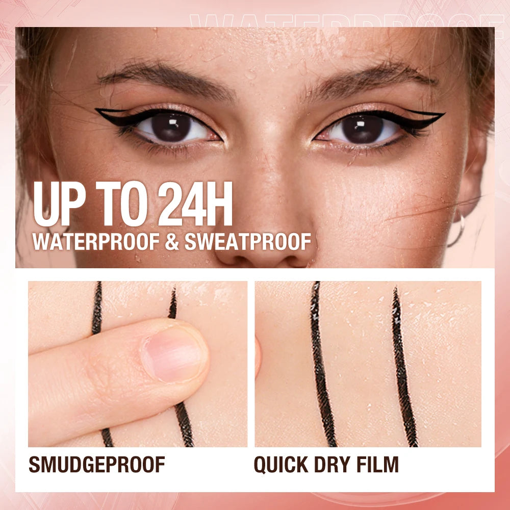 Ultra-Fine Waterproof Liquid Eyeliner Pencil – 12-Hour Smudge-Proof, Quick-Dry Black Liner for Precision Wings & Arrows