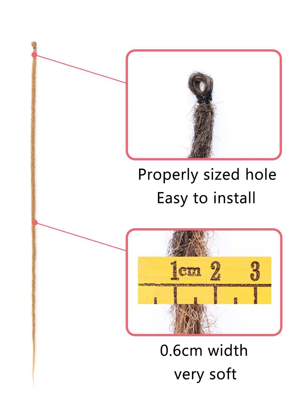 24" Straight Dreadlock Clip-In Extensions – 10 Strands Soft Synthetic Hair