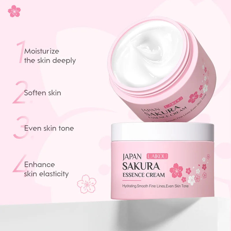 9/6Pcs Sakura Facial Skincare Set – Cleanser, Cream, Sunscreen, Mask & Eye Cream Beauty Kit