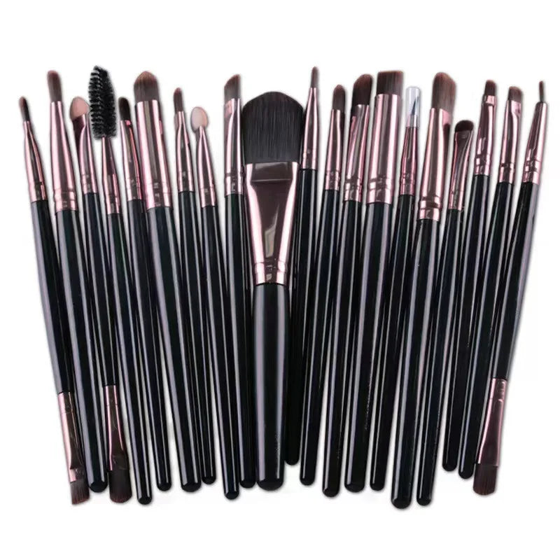 20-Piece Eye Brush Set – Complete Eyeshadow & Eyeliner Tools, Neutral Design