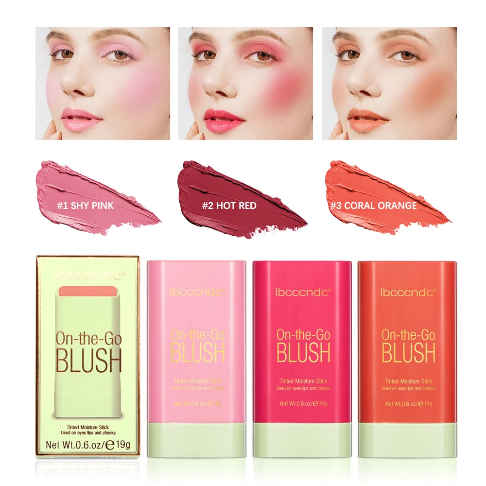 3-in-1 Tinted Moisture Blush Stick – Pink Cream Cheek, Lip & Eye Makeup Tube