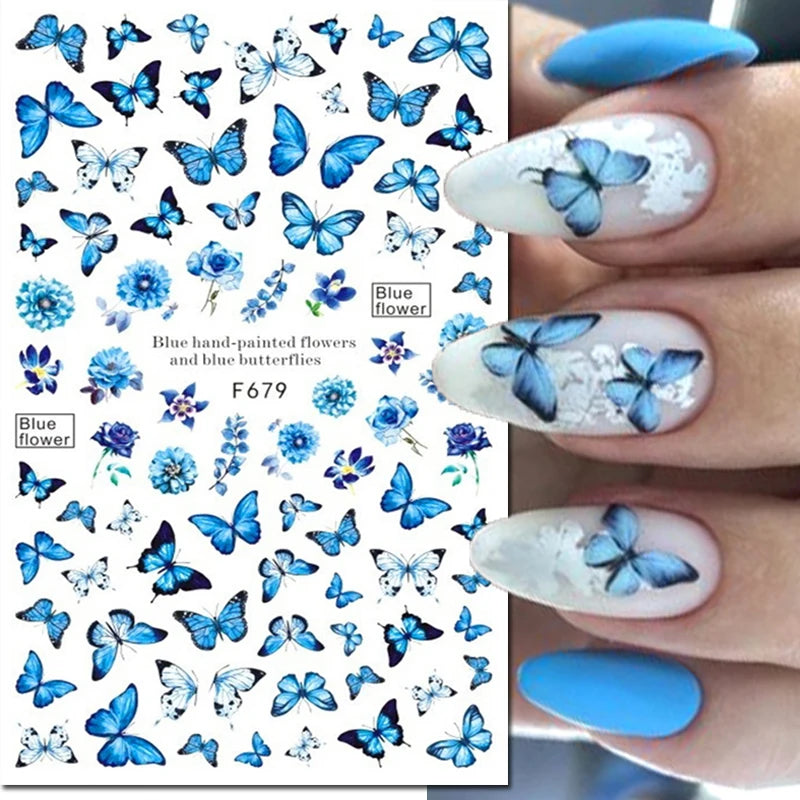 3D Floral & Butterfly Nail Art Stickers Decals