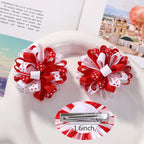 2Pcs Double Color Ribbon Flower Hairpins – Handmade Princess Hair Clips & Barrettes for Girls