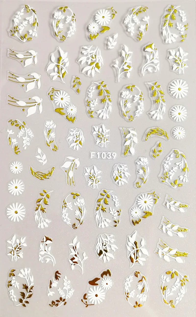 3D Floral & Butterfly Nail Art Stickers Decals