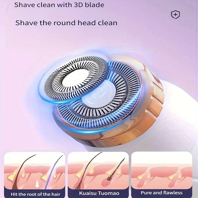 Electric Waterproof Hair Trimmer for Women – Painless Body & Facial Hair Removal