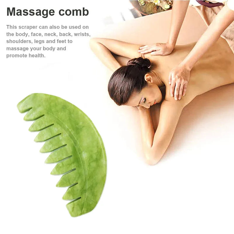 Natural Jade Comb Gua Sha Scraping Massage Tool