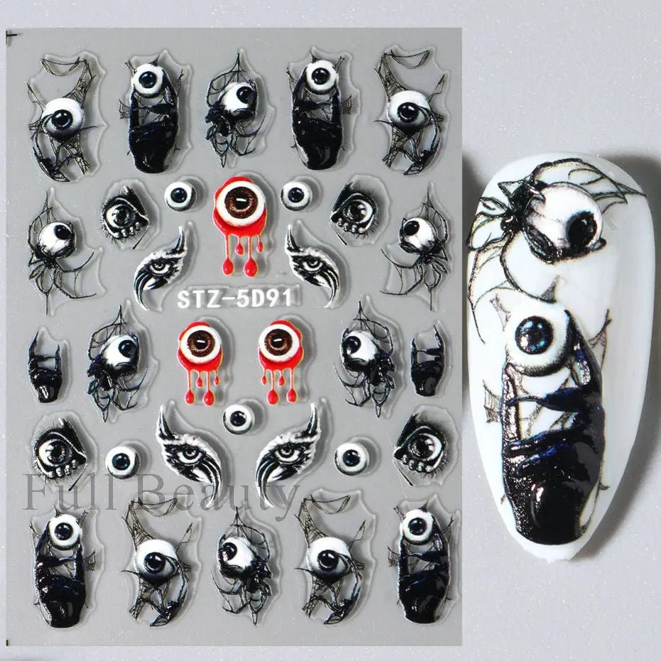 5D Crustacean & Insect Nail Art Stickers – Embossed Self-Adhesive Decals