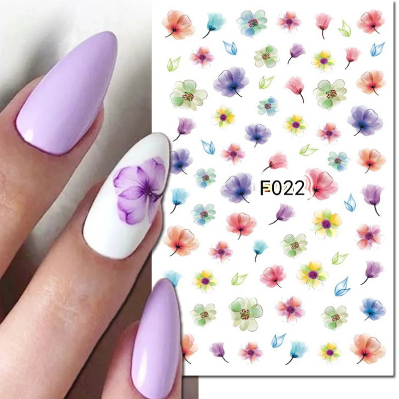 3D Y2K Hibiscus Floral Nail Stickers