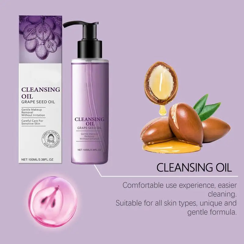 Non-Greasy Grape Facial Cleansing Oil – Moisturizing, Mild Makeup Remover