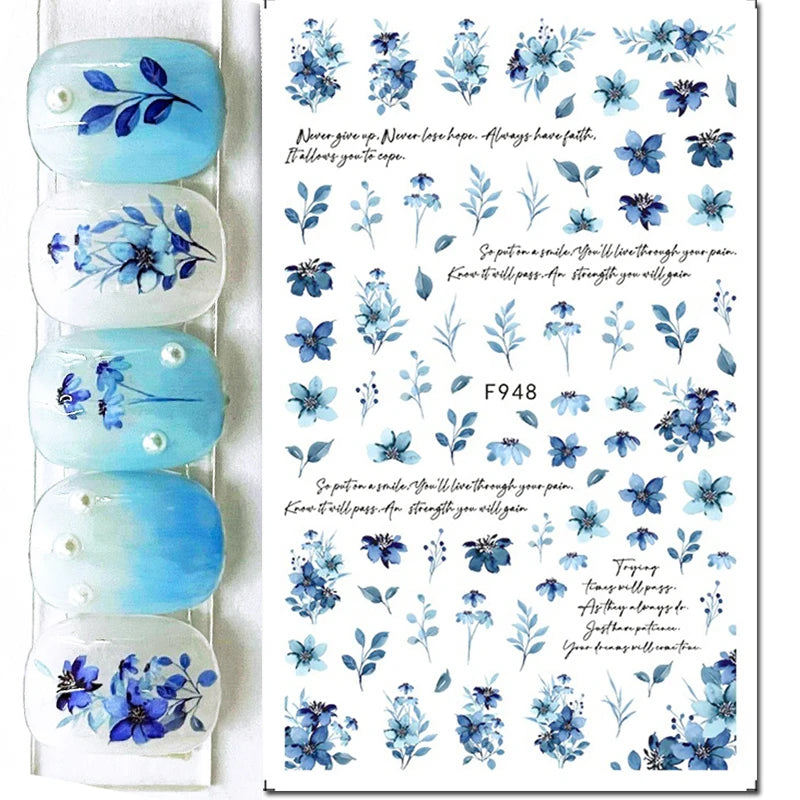 3D Floral & Butterfly Nail Art Stickers Decals