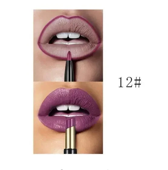 Pudaier 16-Color Double-Ended Lipstick & Lip Pencil | Waterproof, Long-Lasting, Half-Matte