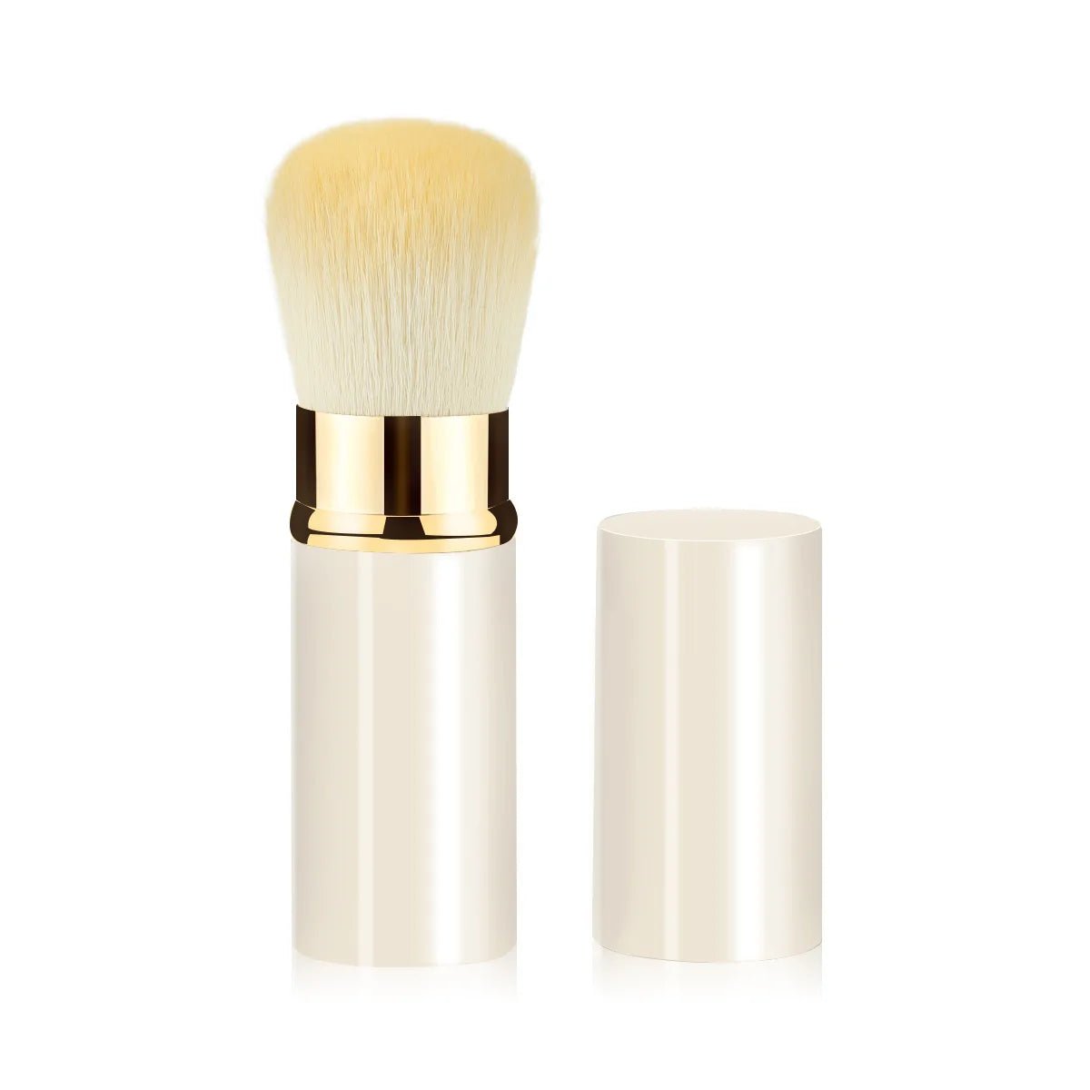 Luxury Mini Retractable Face Brush – Pink & Black, Portable Powder & Highlight Perfection