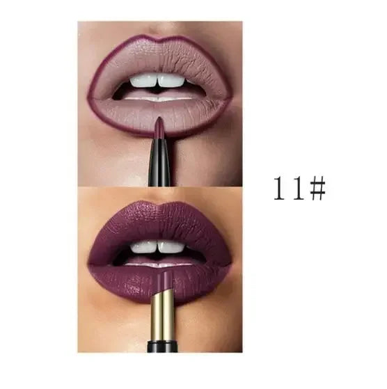 Pudaier 16-Color Double-Ended Lipstick & Lip Pencil | Waterproof, Long-Lasting, Half-Matte