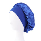 New Women’s Satin Solid Wide-Brimmed Sleeping Hat – Unisex Elastic Head Wrap Bonnet for Hair Care