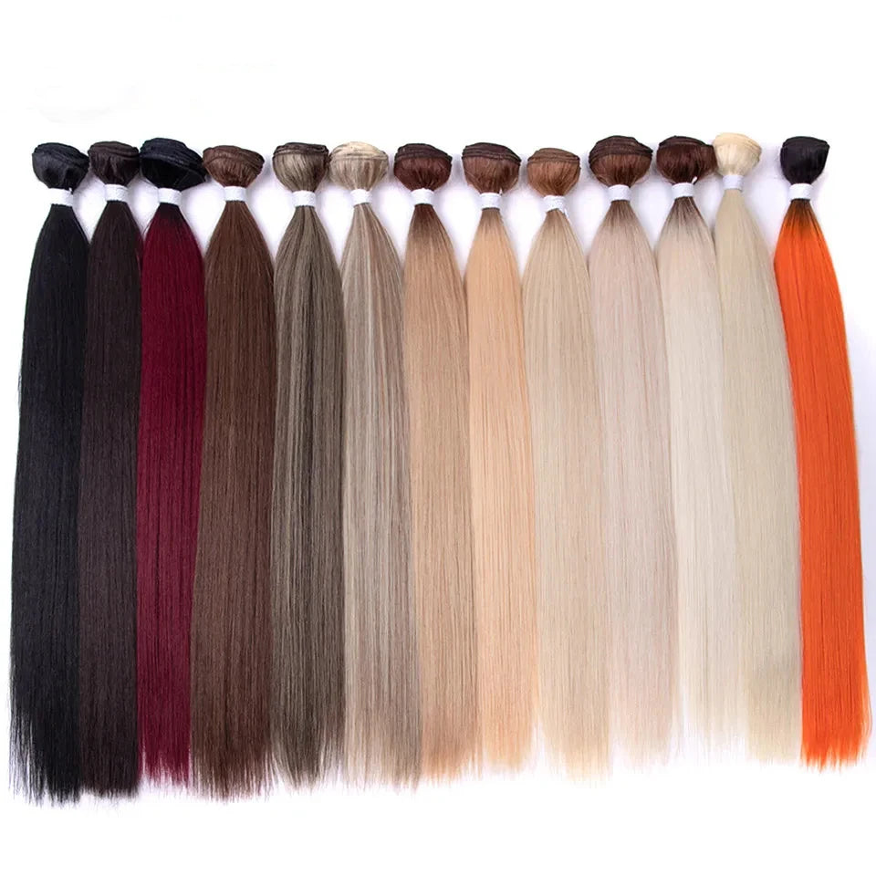 Straight Synthetic Hair Bundles – Yaki Texture, Super Long, Full to Ends
