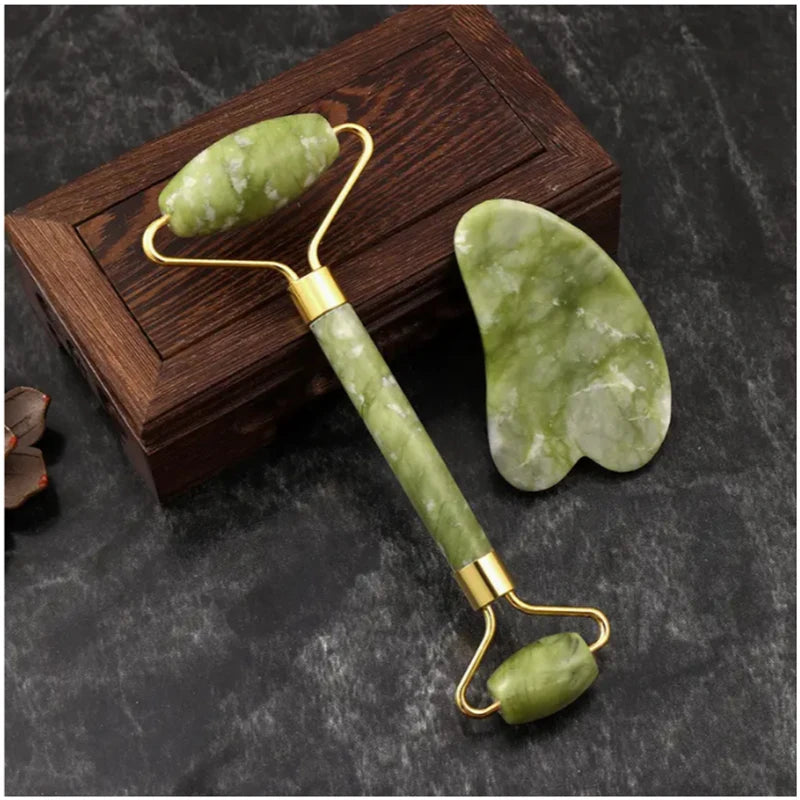 Jade Roller & Gua Sha Set – Anti-Aging Facial Massager