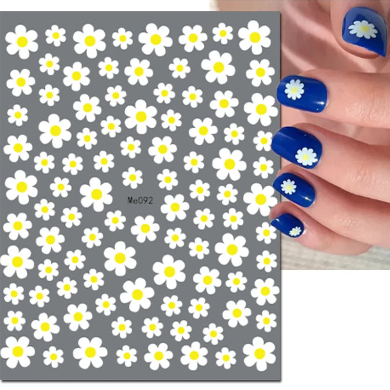 3D Y2K Hibiscus Floral Nail Stickers