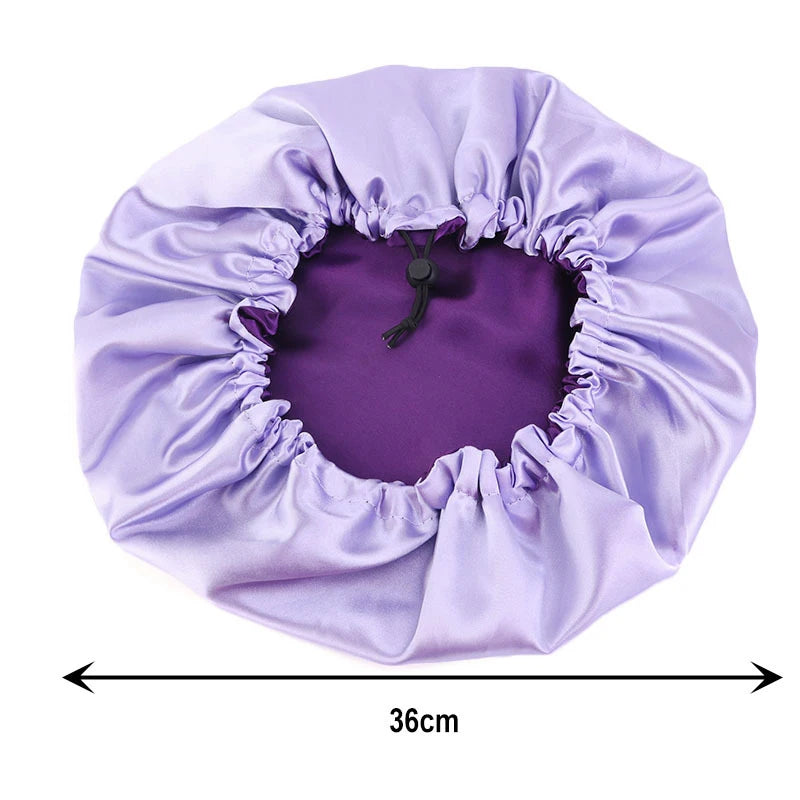 New Women’s Reversible Double Layer Satin Bonnet for Curly Hair – Adjustable Elastic Sleep Cap Night Haircare Hat