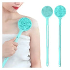 1pc Silicone Long Handle Bath Brush – Double-Sided Exfoliating & Back Massage Shower Brush