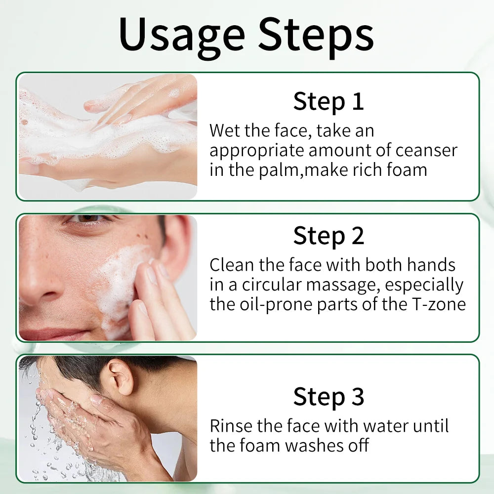 Men’s Facial Cleanser – Moisturizing, Refreshing, Oil Control, Blackhead Removal, Summer Skin Care