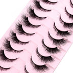 Cat Eye Wispy Mink Lashes – 10 Pairs, Natural Fluffy Long & Short False Eyelashes