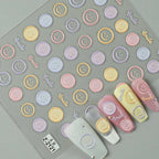 5D Smiley Face Nail Stickers – Embossed Japanese Macaron Decals