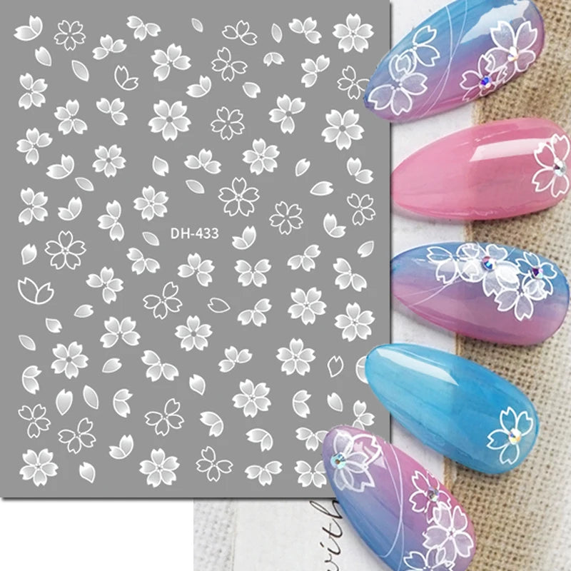 3D Y2K Hibiscus Floral Nail Stickers