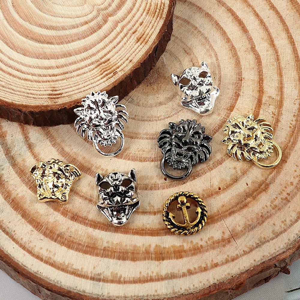 10pcs 3D Alloy Anchor Nail Charms – Gold & Silver Luxury Nail Decorations