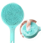 1pc Silicone Long Handle Bath Brush – Double-Sided Exfoliating & Back Massage Shower Brush