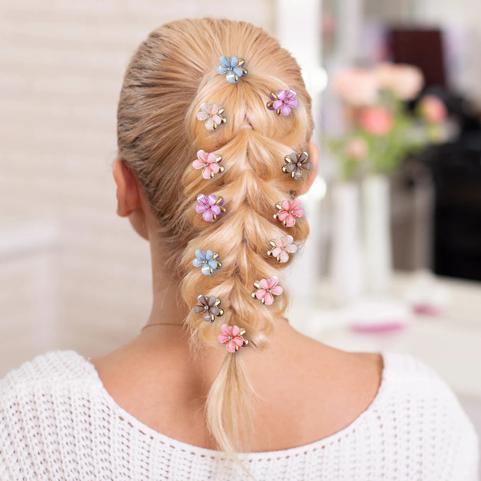 Super Fairy Floral Hair Clips – 12PCS Mini Rose & Tulip Metal Hair Accessories for Women & Girls