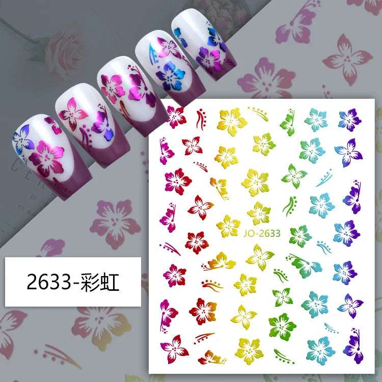 3D Y2K Hibiscus Floral Nail Stickers