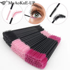 50pcs Double-Head Eyelash & Eyebrow Brushes – Micro Mascara Wands & Lash Extension Applicators