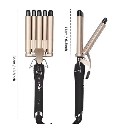 5-Barrel Hair Crimper Curling Iron – Ceramic Waver Wand with Fast Heating for All Hair Types