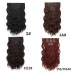 20" Curly Synthetic Hair Extensions – 5PCS Heat-Resistant Black Hairpieces