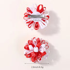 2Pcs Double Color Ribbon Flower Hairpins – Handmade Princess Hair Clips & Barrettes for Girls