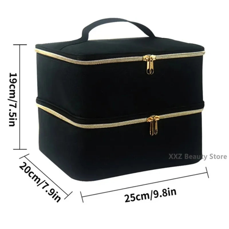 Portable Nail Dryer & Storage Bag – 30-Bottle Organizer Case