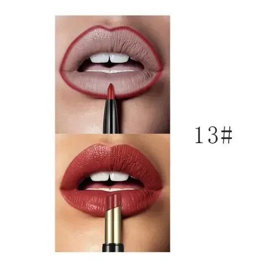 Pudaier 16-Color Double-Ended Lipstick & Lip Pencil | Waterproof, Long-Lasting, Half-Matte