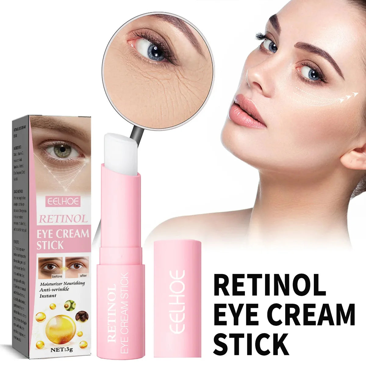 Retinol Anti-Wrinkle Eye Cream Stick – Dark Circles & Puffiness Remover