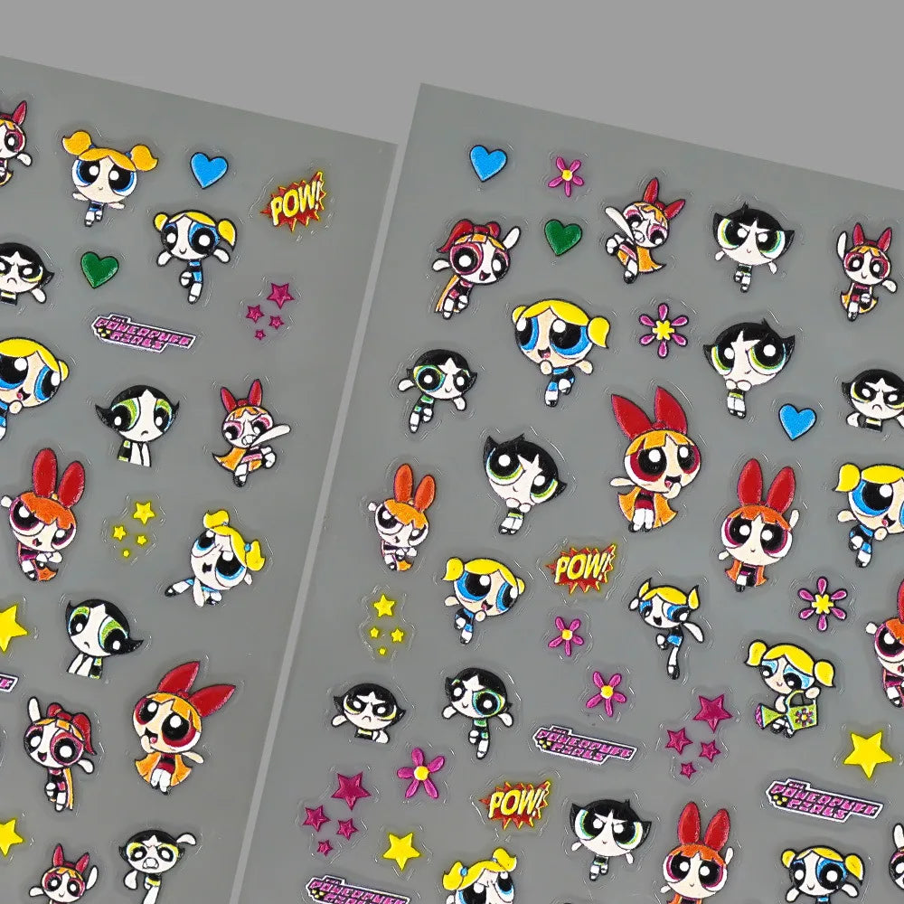 Kawaii Powerpuff Girls Nail Stickers – Cartoon Anime Nail Decals
