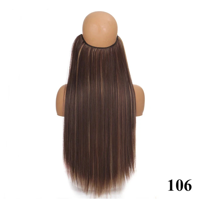 Fish Line Hair Extensions – Straight & Curly, 40/50/60cm, Daily Wear