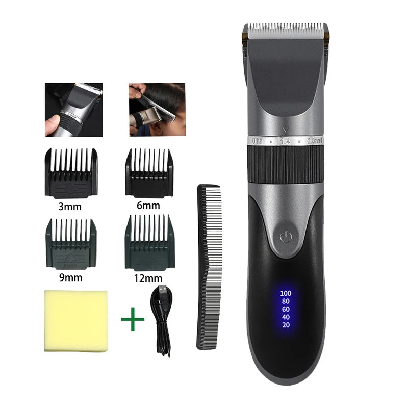 Men’s Professional Hair Clipper – Rechargeable Beard & Hair Trimmer