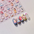5D Princess Nail Stickers – Colorful Fairy Tale Embossed Decals