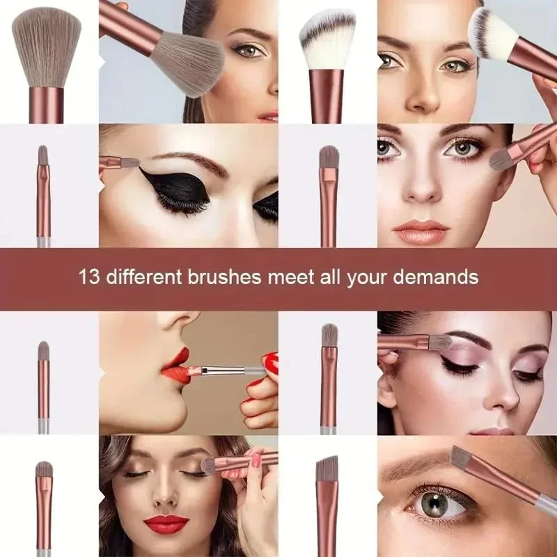 13PCS Colorful Makeup Brush Set – Foundation, Eyeshadow, Blush & Beauty Brushes for Women