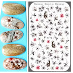 3D Butterfly & Flower Nail Art Stickers – Blue & Purple Decals for Manicure