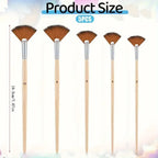 5pcs Fan Paint Brush Set – Nylon Hair Acrylic & Oil Painting Brushes with Short Wooden Handles
